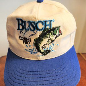 Vintage Busch Beer Fishing Pro Hat Cap Lid Adjustable Snapback Very rare.